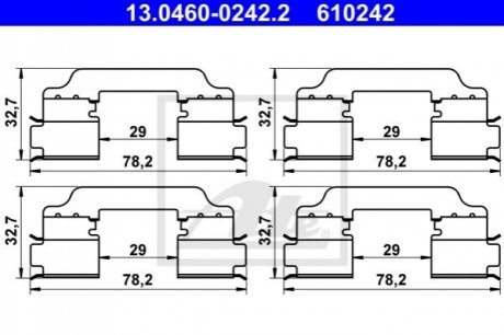 Комплектующие, колодки дискового тормоза ATE 13.0460-0242.2