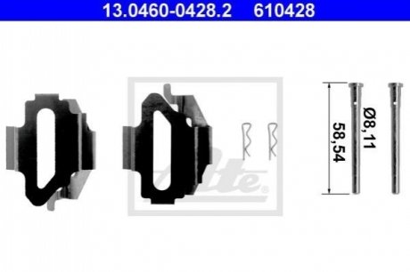 Комплектующие, колодки дискового тормоза ATE 13.0460-0428.2