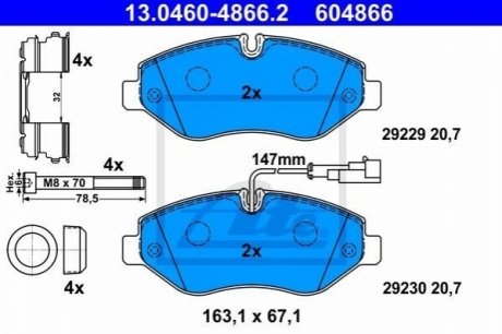 Гальмівні колодки ATE 13.0460-4866.2