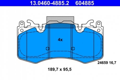 Комплект тормозных колодок, дисковый тормоз ATE 13.0460-4885.2
