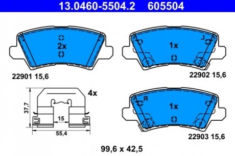 Комплект тормозных колодок, дисковый тормоз ATE 13.0460-5504.2