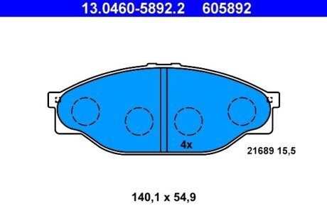 Комплект тормозных колодок, дисковый тормоз ATE 13.0460-5892.2