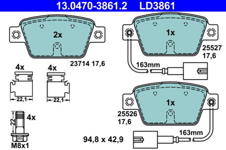 Тормозные колодки ATE 13.0470-3861.2