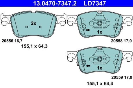 Гальмівні колодки ATE 13.0470-7347.2