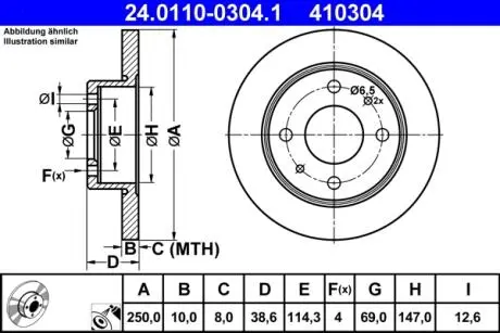 Диск задний тормозной mitsubishi colt 03- ATE 24.0110-0304.1