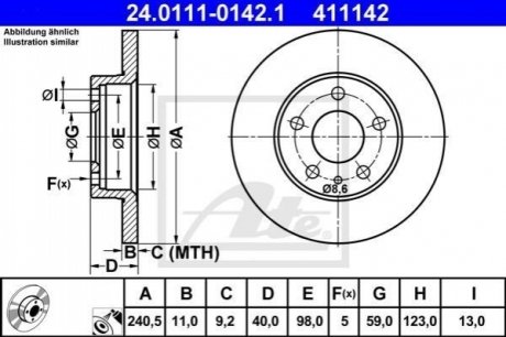 Тормозной диск задний alfa gtv 95-03 ATE 24.0111-0142.1