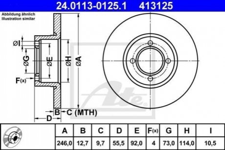 Передний тормозной диск ATE 24.0113-0125.1 (фото 1)