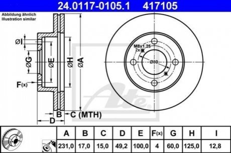Тормозной диск передний suzuki alto 02- ATE 24.0117-0105.1 (фото 1)