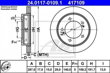Тормозной диск передний suzuki grand vitara -05 ATE 24.0117-0109.1 (фото 1)