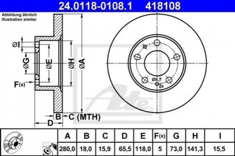 Тормозной диск передний fiat ducato -02 (10) ATE 24.0118-0108.1