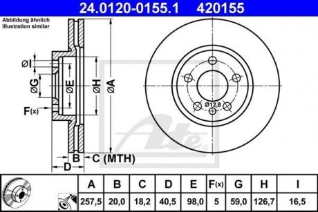 Тормозной диск передний fiat scudo 96-06 ATE 24.0120-0155.1
