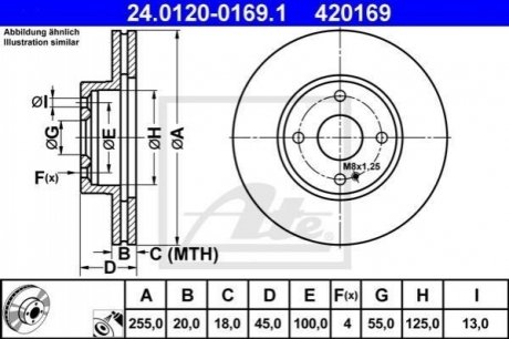 Тормозной диск передний mazda mx-5 98- ATE 24.0120-0169.1 (фото 1)