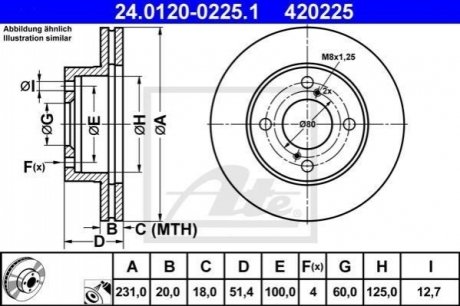 Тормозной диск передний suzuki alto 09- ATE 24.0120-0225.1 (фото 1)
