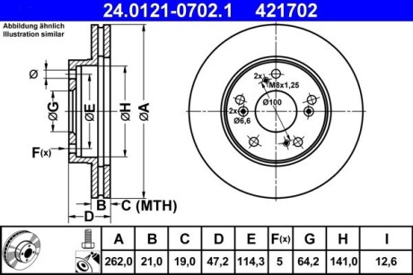 Передний тормозной диск honda civic 01-05 ATE 24.0121-0702.1 (фото 1)