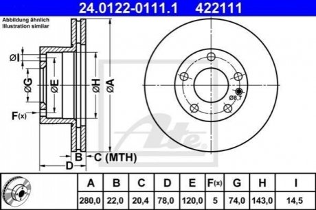 Тормозной диск передний bmw 5 e12 74- ATE 24.0122-0111.1