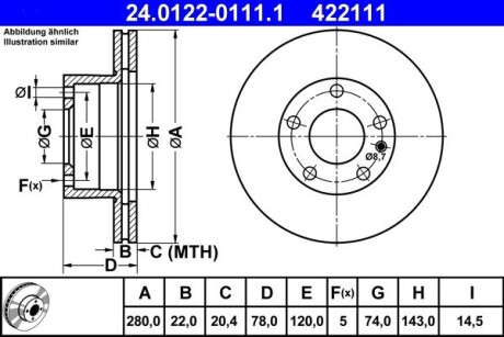 Тормозной диск передний bmw 5 e12 74- ATE 24.0122-0111.1