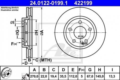 Тормозной диск передний mercedes vaneo 02-05 ATE 24.0122-0199.1