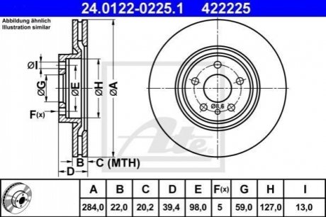 Передній гальмівний диск ATE 24.0122-0225.1