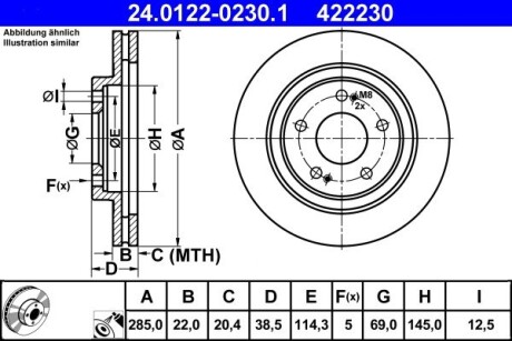 Тормозной диск передний mitsubishi pajero 99- ATE 24.0122-0230.1