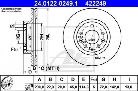 Передний тормозной диск mazda mx5 iii 05- ATE 24.0122-0249.1