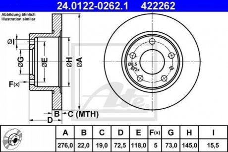 Передний тормозной диск iveco daily iii 05- ATE 24.0122-0262.1