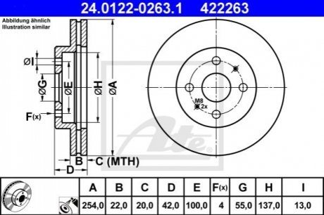 Тормозной диск передний daihatsu sirion 07- ATE 24.0122-0263.1 (фото 1)
