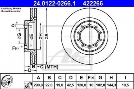 Тормозной диск передний renault mascott 99-04 ATE 24.0122-0266.1 (фото 1)