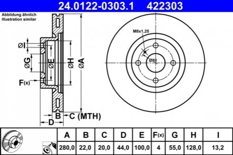 Передній гальмівний диск ATE 24.0122-0303.1