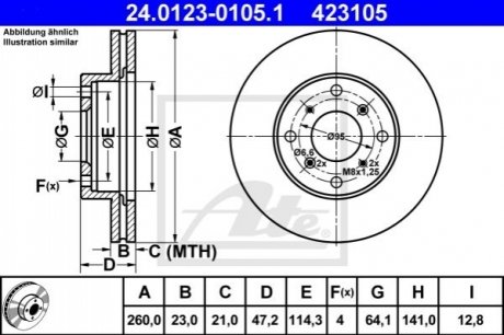 Передний тормозной диск honda prelude 2.0 -01 ATE 24.0123-0105.1