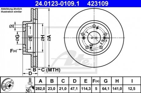 Передній гальмівний диск honda cr-v ii 02-06 ATE 24.0123-0109.1