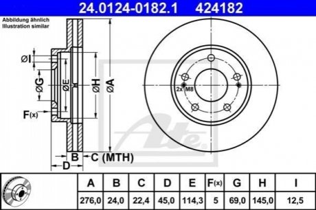 Тормозной диск передний mitsubishi runner 99- ATE 24.0124-0182.1