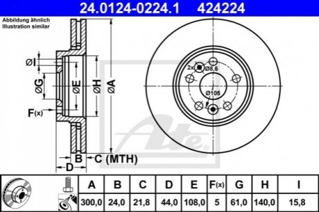 Тормозной диск передний renault scenic 2.0 -09 ATE 24.0124-0224.1