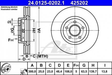 Передний тормозной диск ATE 24.0125-0202.1 (фото 1)