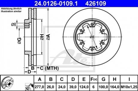Гальмівний диск передній nissan terrano 87-06 ATE 24.0126-0109.1