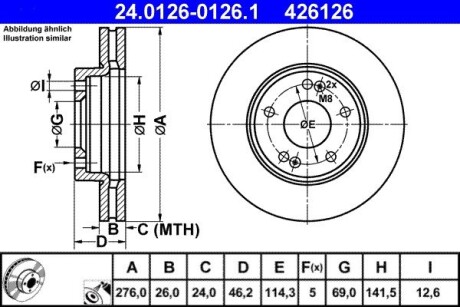 Передний тормозной диск ATE 24.0126-0126.1