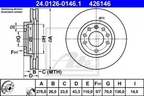Передний тормозной диск ATE 24.0126-0146.1 (фото 1)