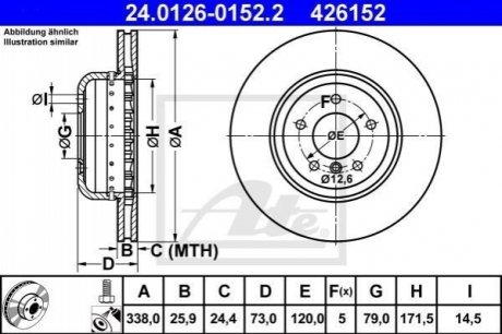Передний тормозной диск /2 детали/ ATE 24.0126-0152.2