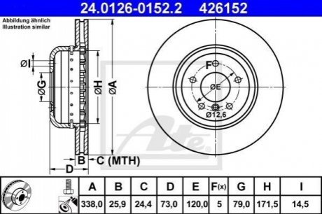 Передній гальмівний диск /2 деталі/ ATE 24.0126-0152.2