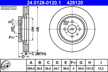 Передний тормозной диск ATE 24.0128-0120.1