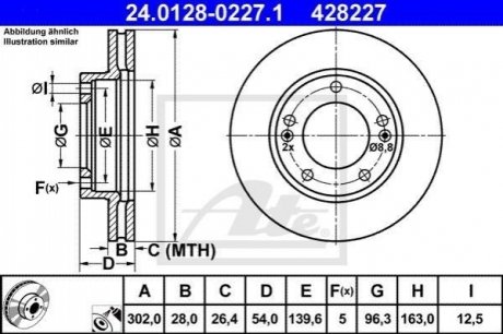 Передній гальмівний диск kia sorento 06- ATE 24.0128-0227.1