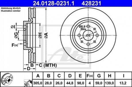 Тормозной диск передний alfa romeo mito 08- ATE 24.0128-0231.1