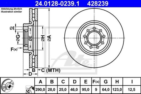 Передний тормозной диск iveco daily iii 06- ATE 24.0128-0239.1