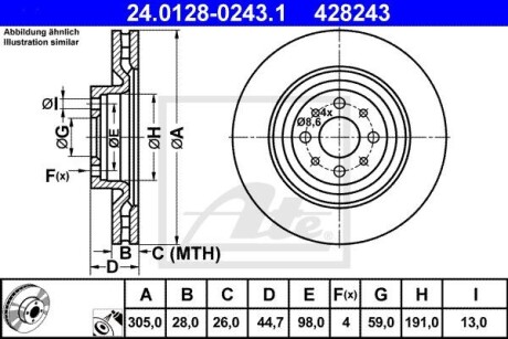 Передній гальмівний диск ATE 24.0128-0243.1