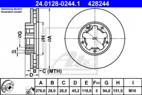 Передний тормозной диск ATE 24.0128-0244.1