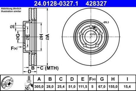 Передний тормозной диск ATE 24.0128-0327.1 (фото 1)