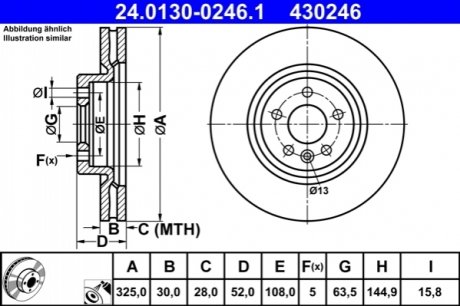 Передний тормозной диск ATE 24.0130-0246.1 (фото 1)