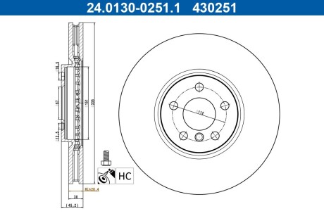 Передний тормозной диск ATE 24.0130-0251.1