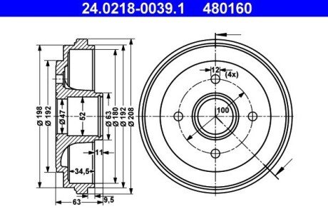 Тормозной барабан ATE 24.0218-0039.1