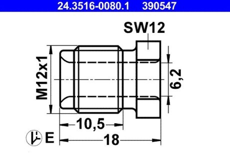 З\'єднувач трубки гальмівний (M12x1/12x18/d=6.2) ATE 24.3516-0080.1