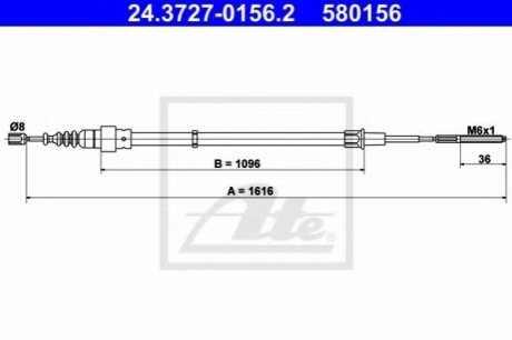 Трос, стоянкова гальмівна система ATE 24.3727-0156.2